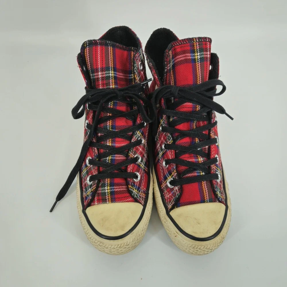 Converse Chuck Taylor All Stars Red Plaid Tartan US Mens 5.5 Womens 7.5 Skate